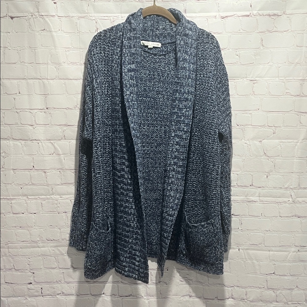 Larry Levine women's Blue knit‎ cardigan sweater size large